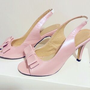 Pink peep toe slingback heels